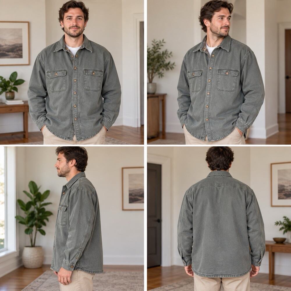 Arrow Blue Jeans Co Workwear Shirt Jacket Men’s XXL Gray Plaid Lined